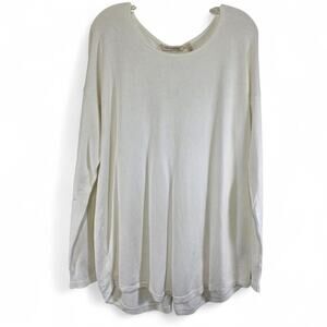 Soft Surroundings Womens Gold Snap Back Button Tunic Knit Top Ivory Size Large